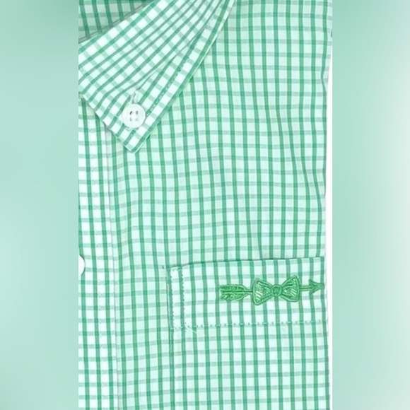 NWT Brown Bowen Seagrass Green Windowpane Button Down Dress Shirt size 18 - Picture 2 of 4